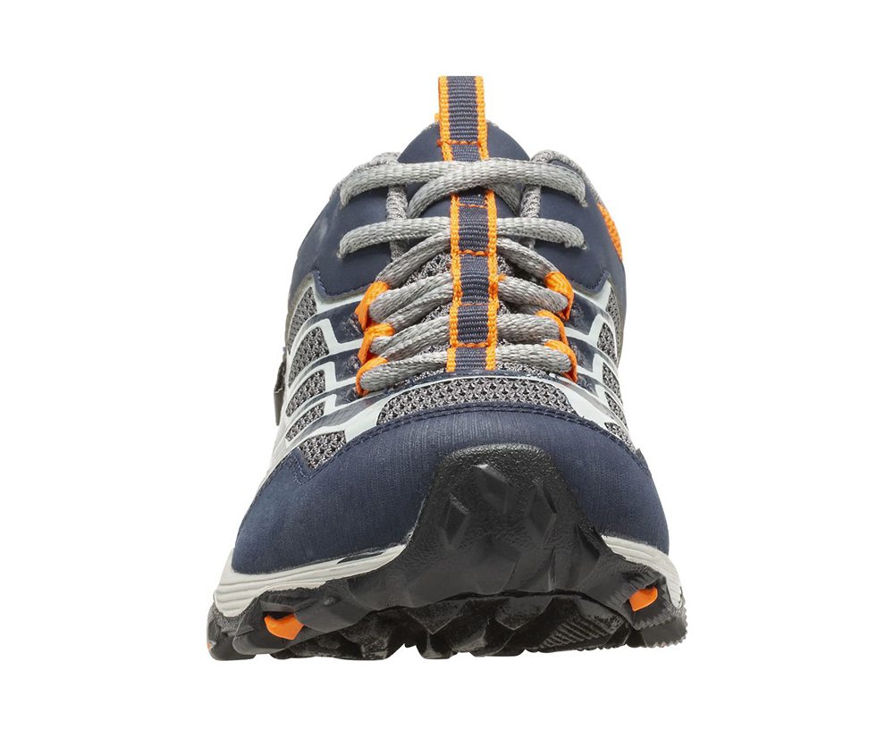 Merrell Hiking Shoes Navy/Grey/Orange - Moab FST Low Waterproof - Kids 64MPBTHVE